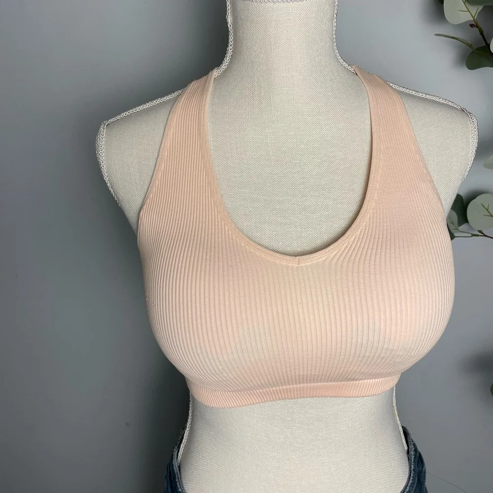 Free People Seamless Ribbed Racerback Bralette - Cream - Picture 2 of 4